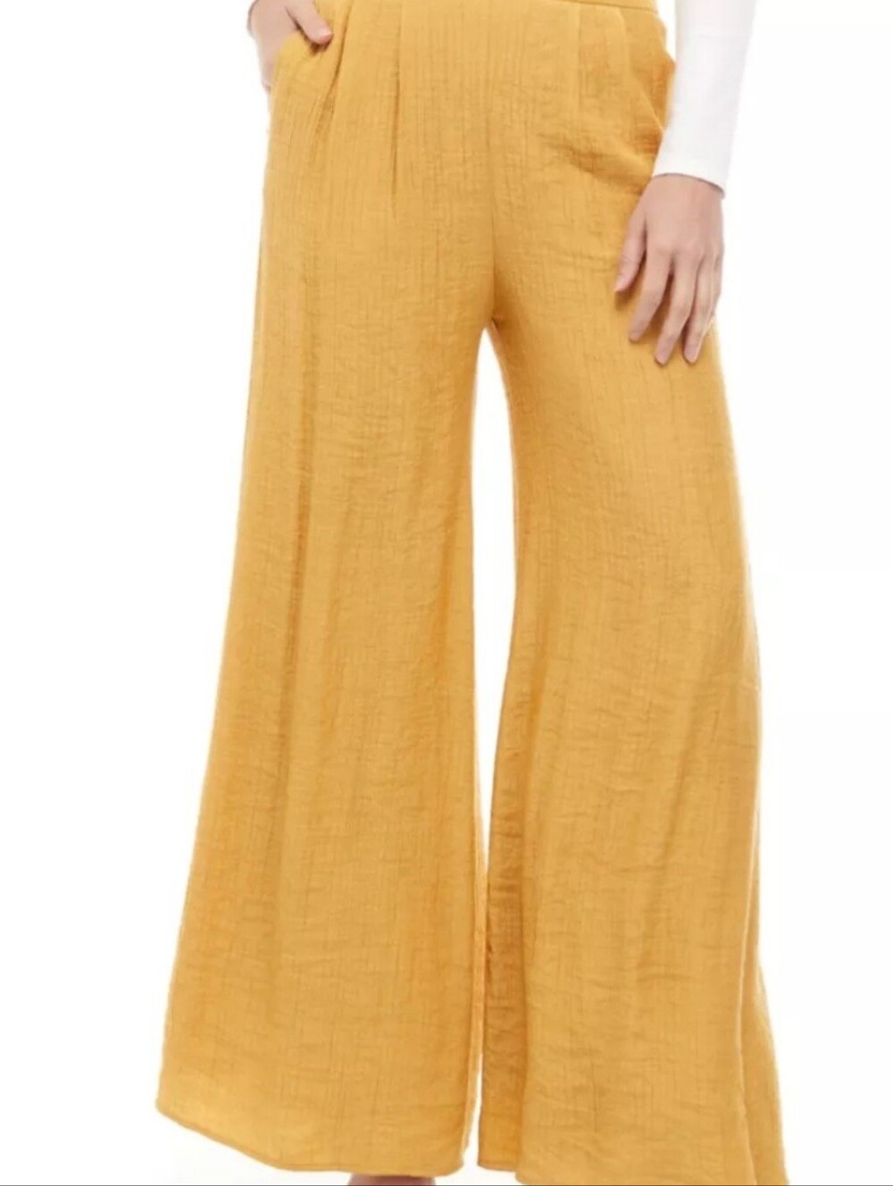 Wonderly Wide-Leg Pants in Mustard Yellow